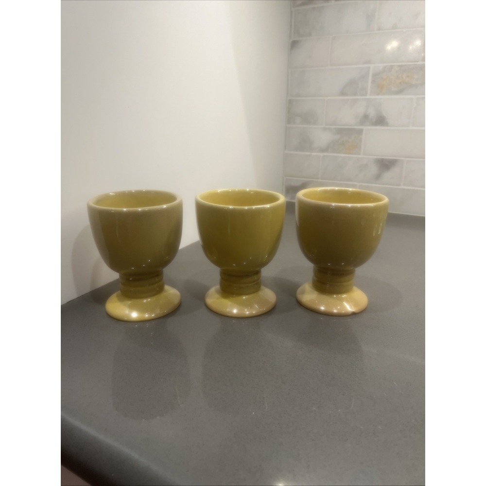 3-Frankoma 26LC Prairie Yellow footed goblet/tumbler/vase
